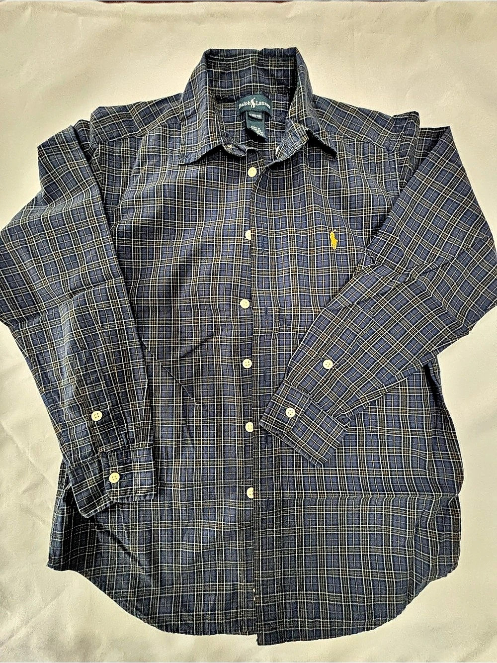 Polo Ralph Lauren Plaid Long-sleeve Button Down Cotton Shirt - Size Boys Medium